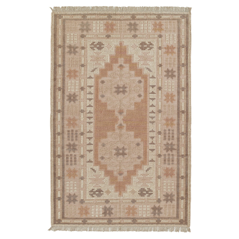 Francesca Global Bazaar Pink Wool Oushak Patterned Rug - 3'6"x5'6"