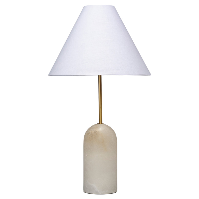 Tai Modern Classic White Alabaster Linen Shade Buffet Table Lamp