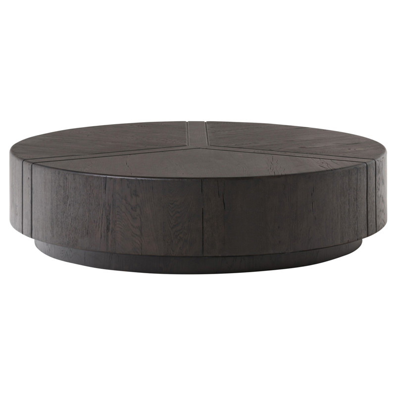 Reese Modern Classic Dark Brown Reclaimed Oak Drum Coffee Table