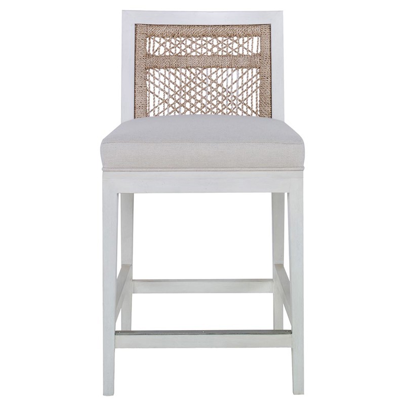 Century Pasadena Cream Flax Upholstered Off White Wood Counter Stool