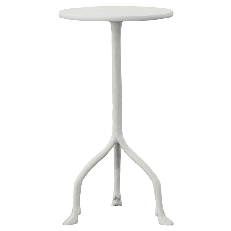 Century Marla French Country White Plaster Iron Hoofs Round Drink Table