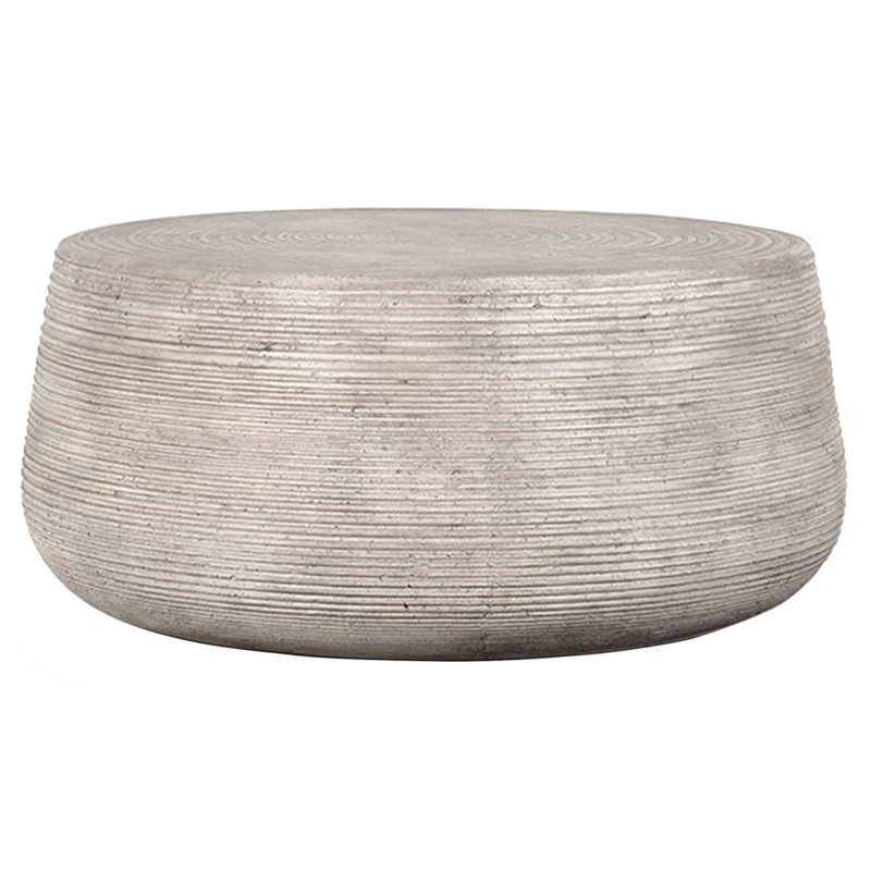 Van Industrial Loft Grey Concrete Round Drum Outdoor Coffee Table