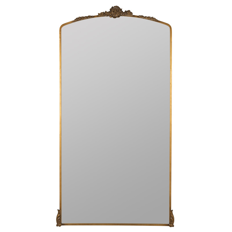 Ambrose French Country Antique Gold Metal Ornate Floor Mirror