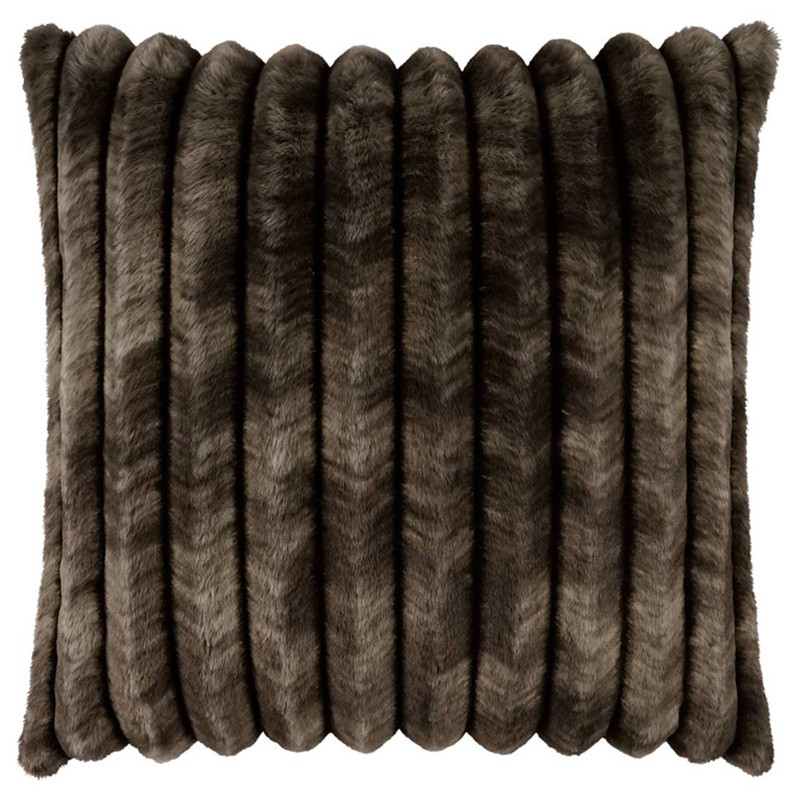 Audrey Rustic Mocha Faux Fur Decorative Throw Pillow - 24x24