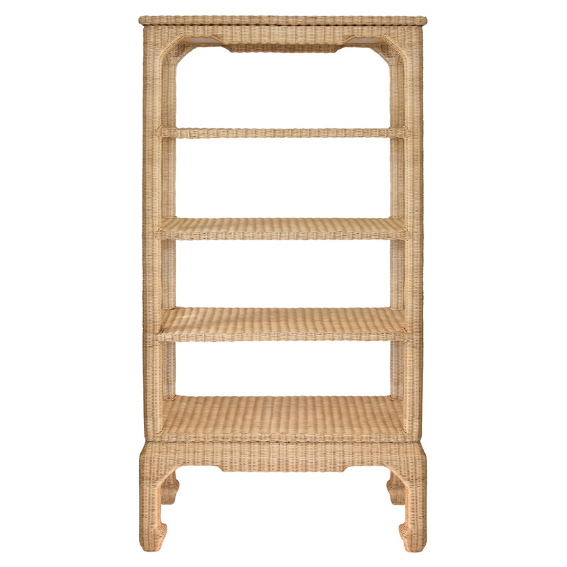 Worlds Away Cavalier Coastal Beach Natural Woven Rattan Etagere