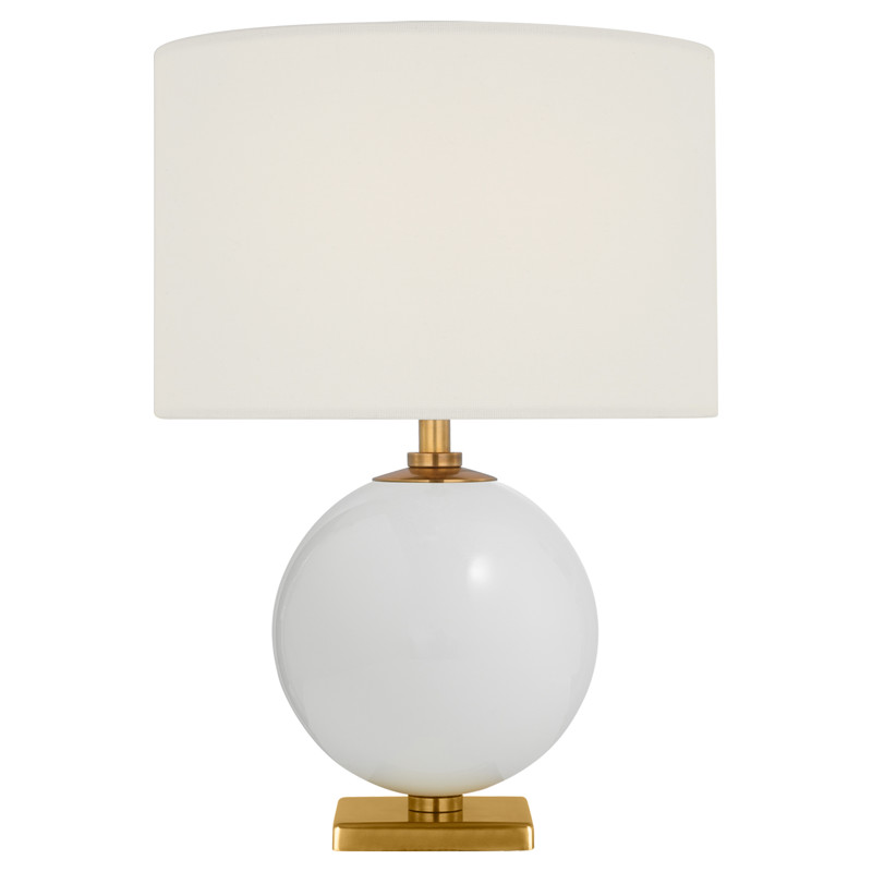 Visual Comfort Elsie White Linen Shade Cream Ceramic Cordless Table Lamp - 12"