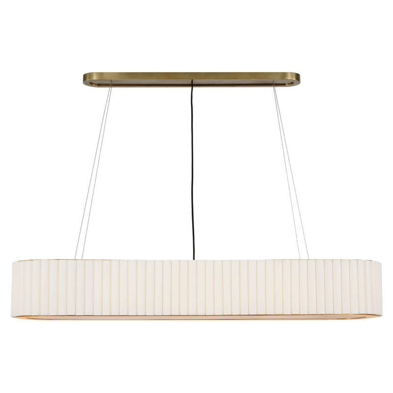 Visual Comfort Palati Antique Brass Linen Shade Linear Chandelier - Large