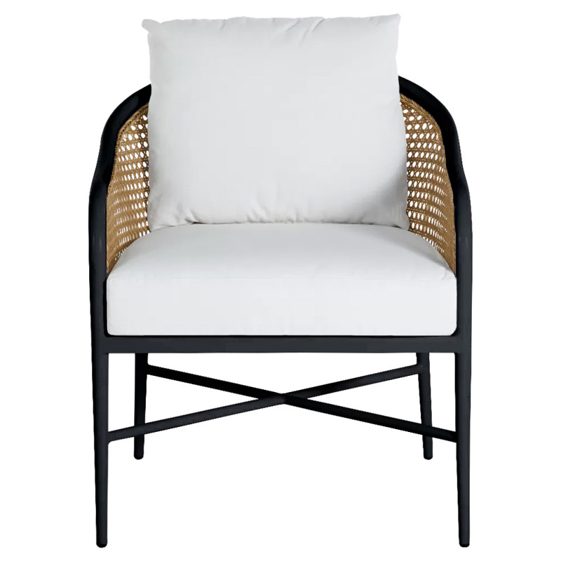 Havana Euro White Cushion Black Frame Cane Outdoor Arm Chair