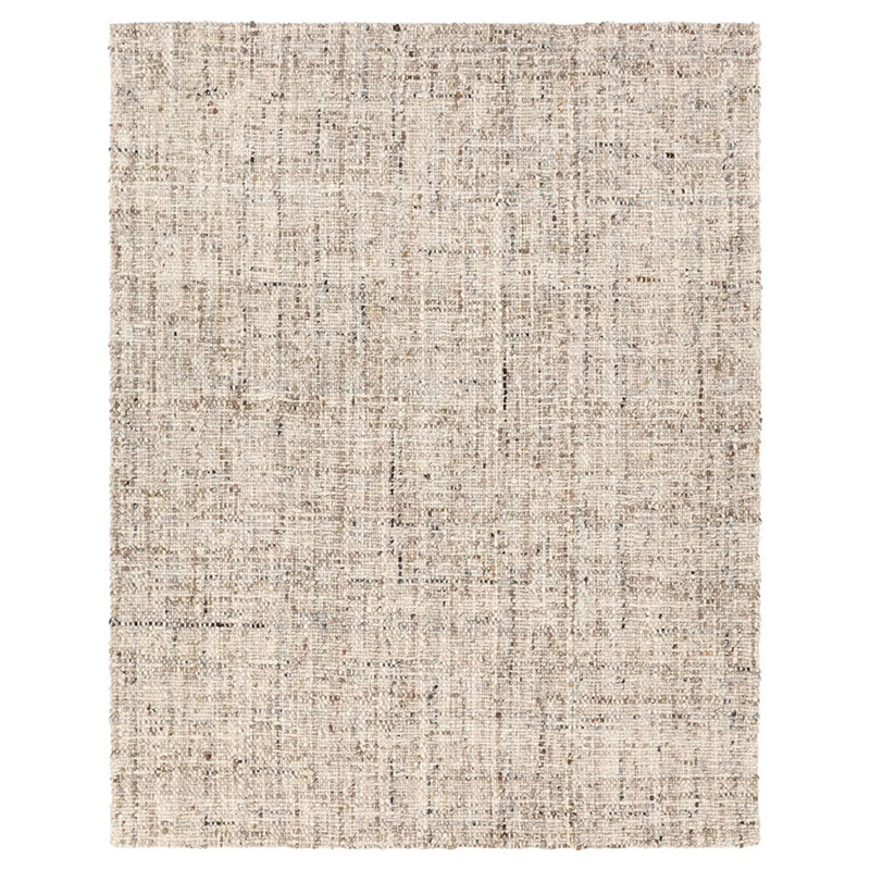 Textured Solid Rugs Yaretzi Mid Century Cream Wool Textured Solid Rug - 8'x10'