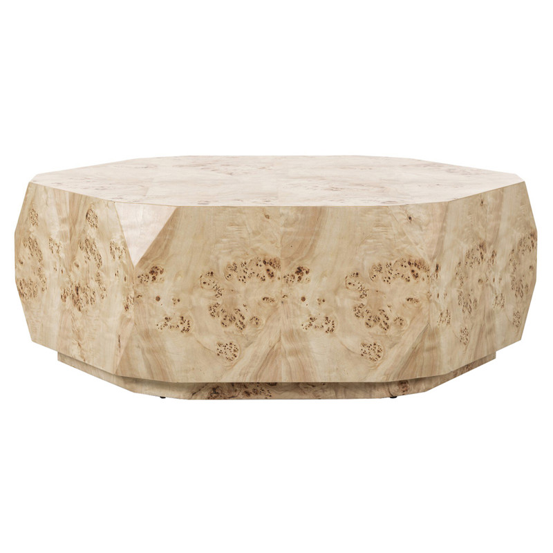 Daphne Modern Classic Light Burl Round Drum Coffee Table by Four Hands