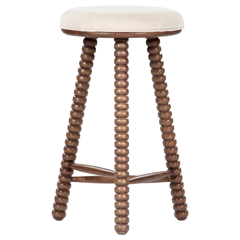 Tobi Rustic Lodge Brown Oak Wood Spindle Backless Counter Stool
