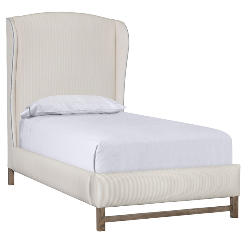 Julia French Country Beige Performance Stripe Wingback Bed - Twin