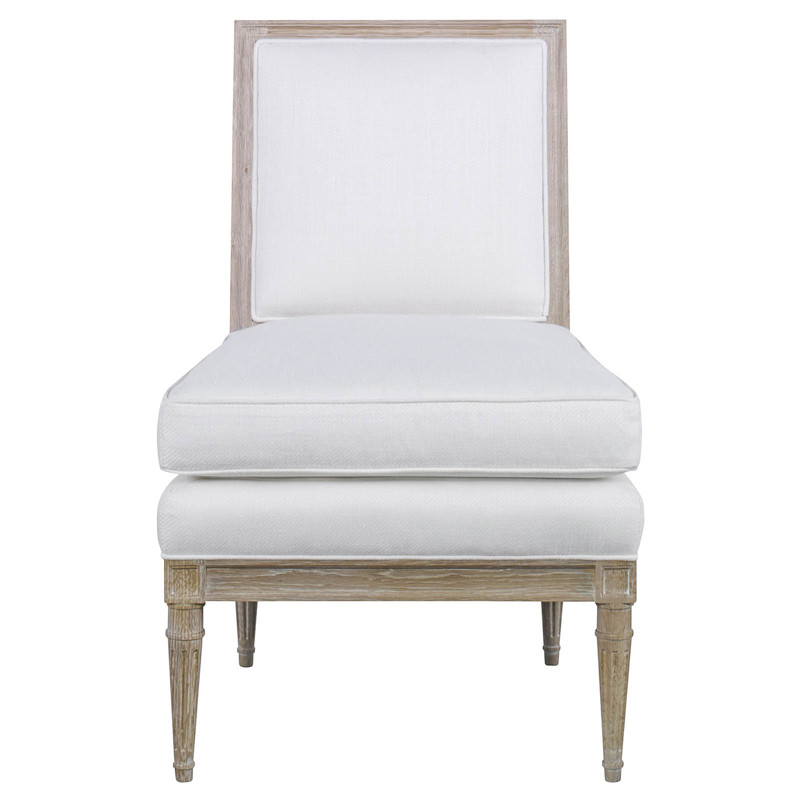 Highland House Ella French Country White Performance Slipper Chair