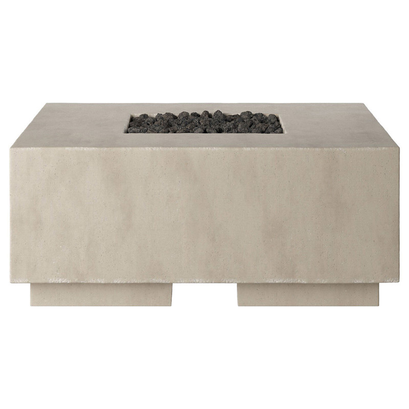 Demi Industrial Natural Concrete Gas Square Outdoor Fire Pit Table