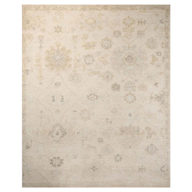Peyton French Country Beige Wool Floral Patterned Hand Knotted Rug - 9'6"x13'6"