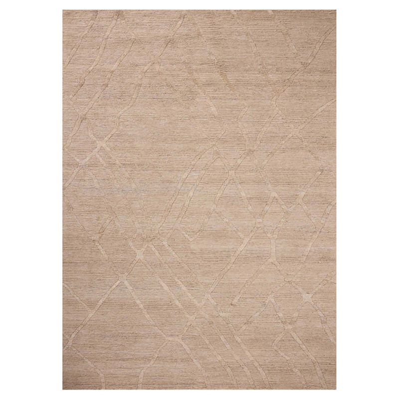 Textured Solid Rugs Veylin Modern Classic Champagne Wool Textured Solid Rug - 2'6