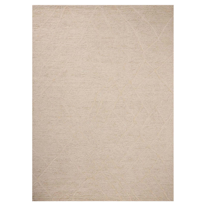 Textured Solid Rugs Veylin Modern Classic Ivory Wool Textured Solid Rug - 8'6