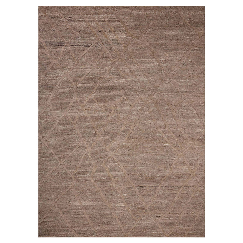 Textured Solid Rugs Veylin Modern Classic Mocha Wool Textured Solid Rug - 2'6