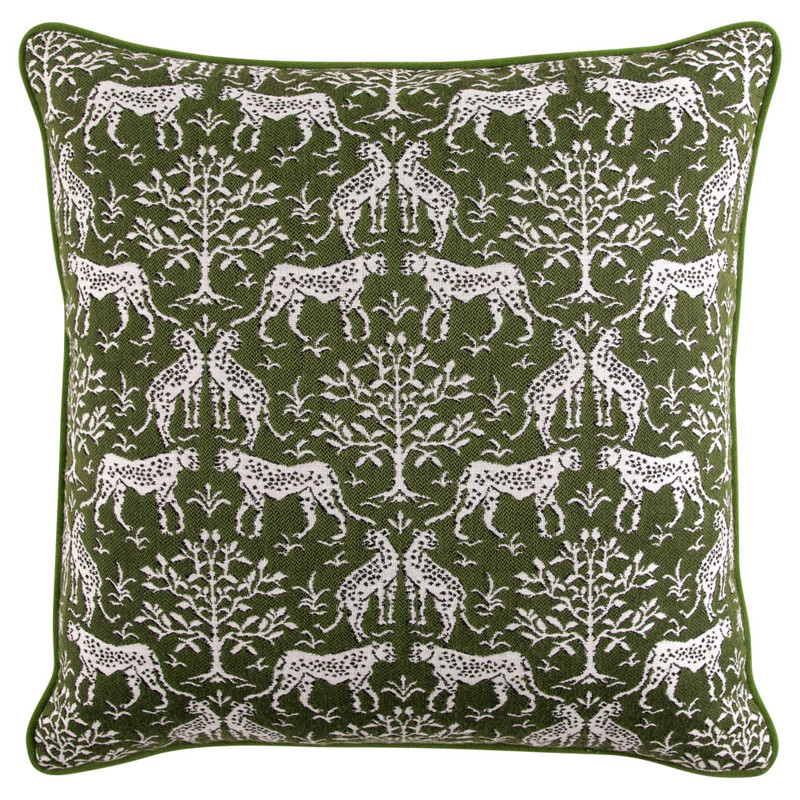 Luca Global Dark Green Cheetah Indoor Outdoor Throw Pillow - 20x20