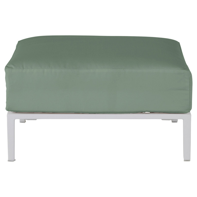 Havana Green Sunbrella White Aluminum Square Outdoor Ottoman