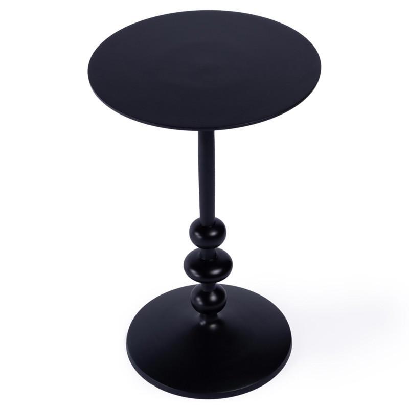 Giffard French Country Black Metal Round Outdoor Pedestal Side Table by Butler Specialty