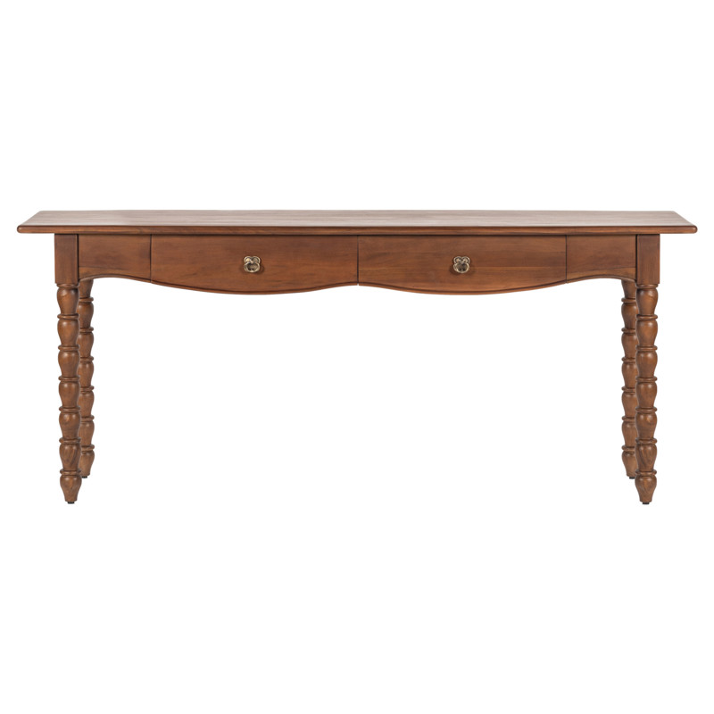 Thomas Updated Traditional Brown Wood Spindle Console Table
