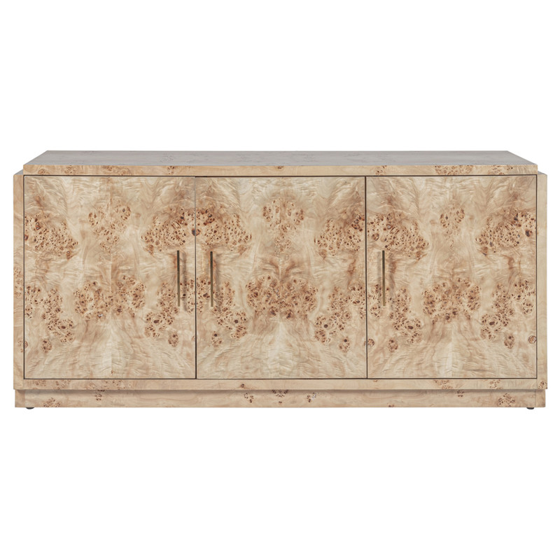 Briella Modern Classic Light Brown Burl Wood 3 Door Sideboard