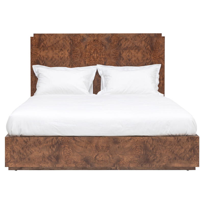 Briella Modern Classic Dark Brown Burl Wood Bed - Queen