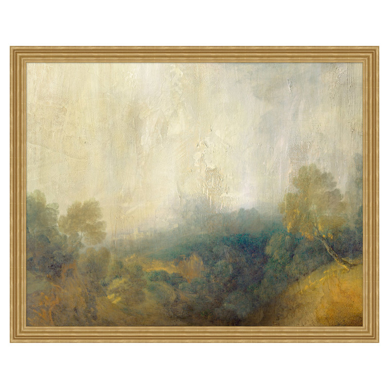 Adriel Traditional Blue Landscape Antique Gold Frame Painting - 49x61 by Wendover Art