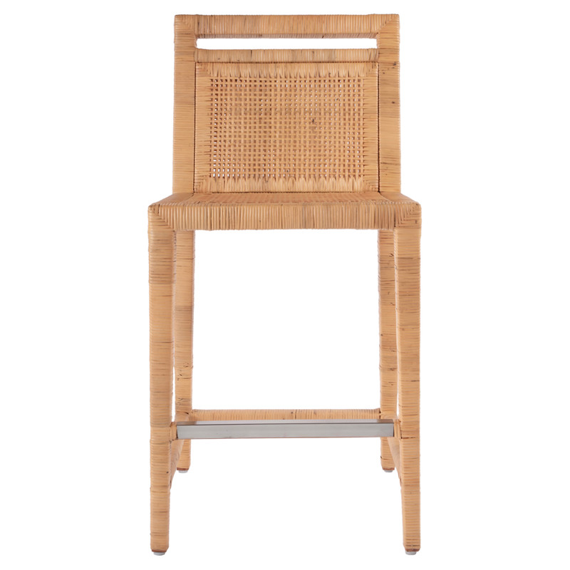 Emille Coastal Beach Natural Rattan Counter Stool