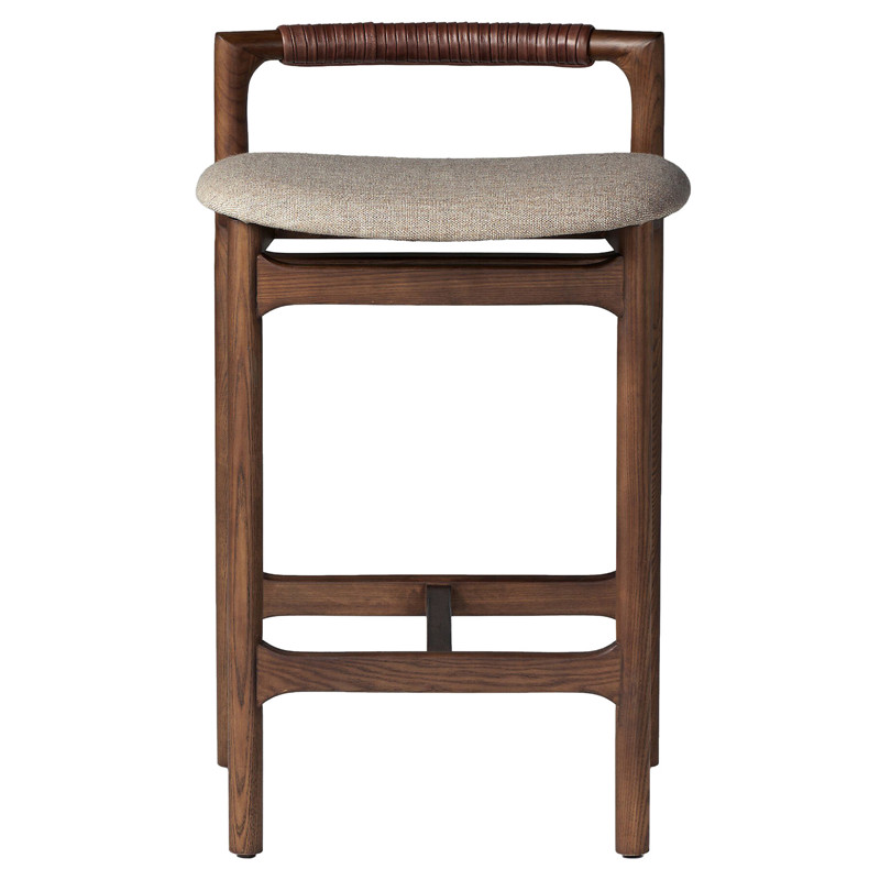 Blaise Rustic Lodge Beige Performance Brown Wood Counter Stool