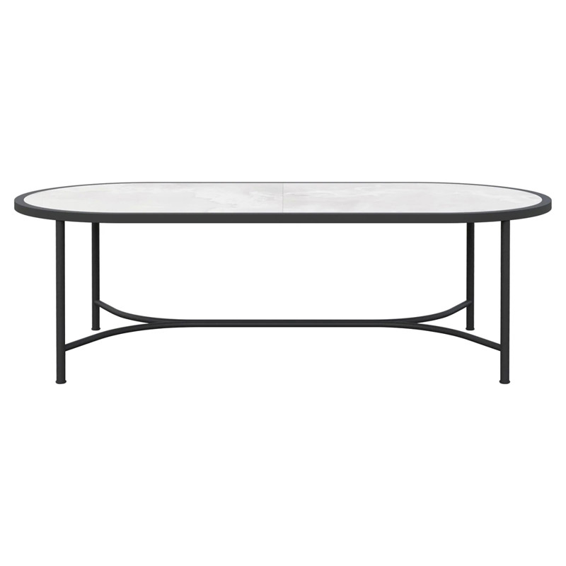 Emeline Helena Dekton Black Iron Oval Outdoor Dining Table - 96"