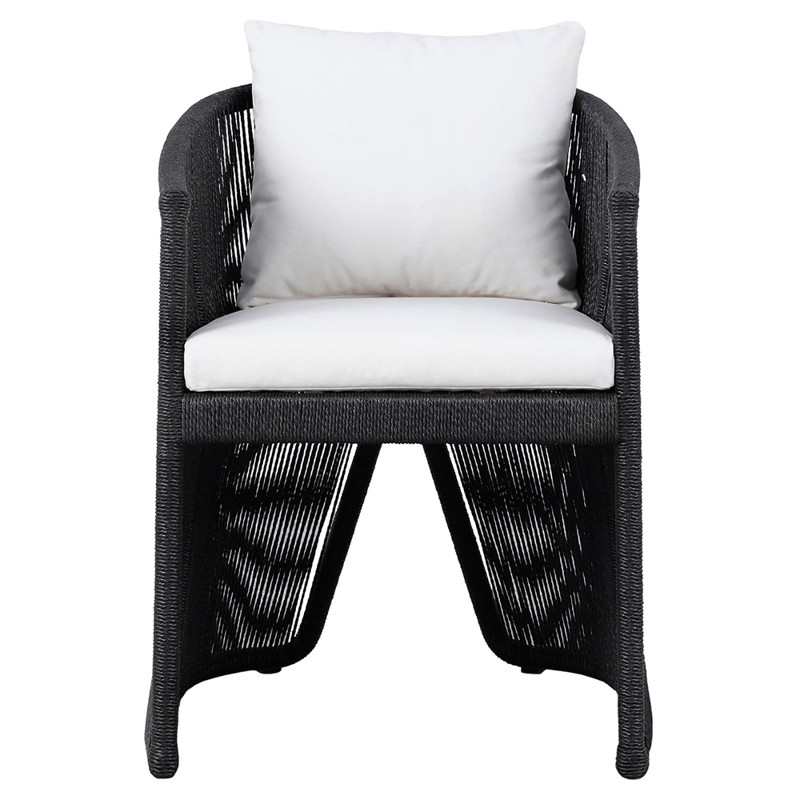 Mercer Modern Classic Black Rope Outdoor Dining Arm Chair