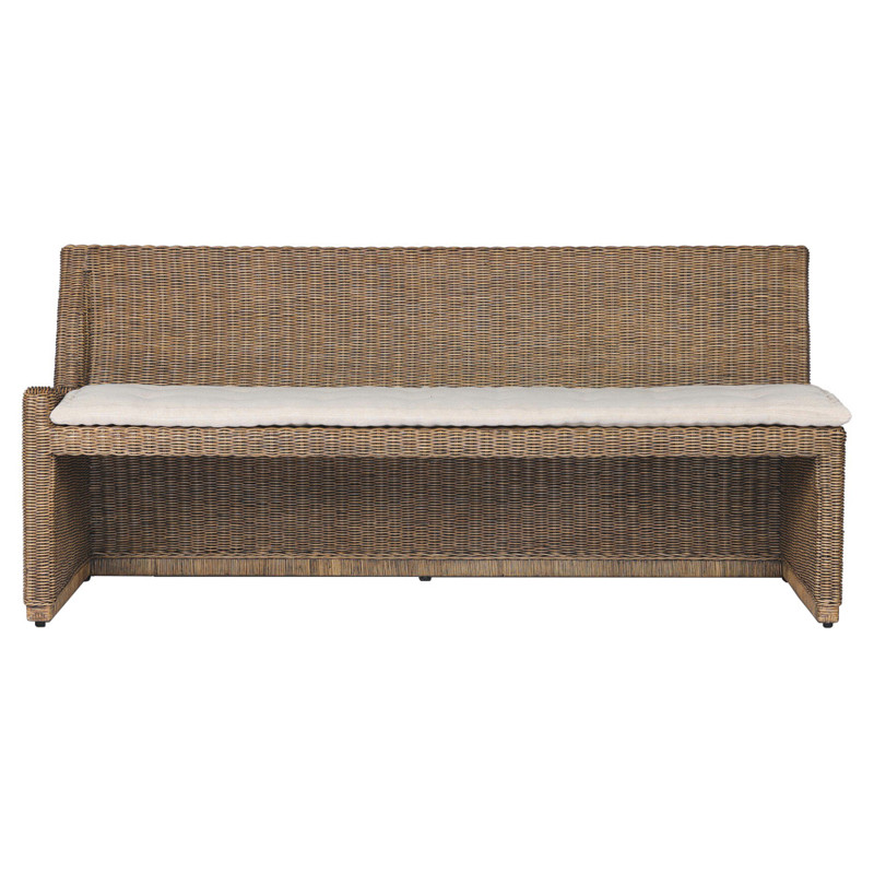 Senna Broadway Dune Linen Woven Dining Bench - Left Arm Facing - 72"