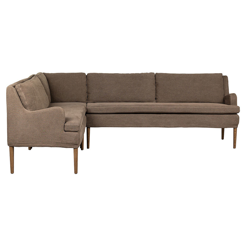 Aurelia Broadway Coffee Linen Dining L-Shape Banquette - Left Arm Facing - 99"
