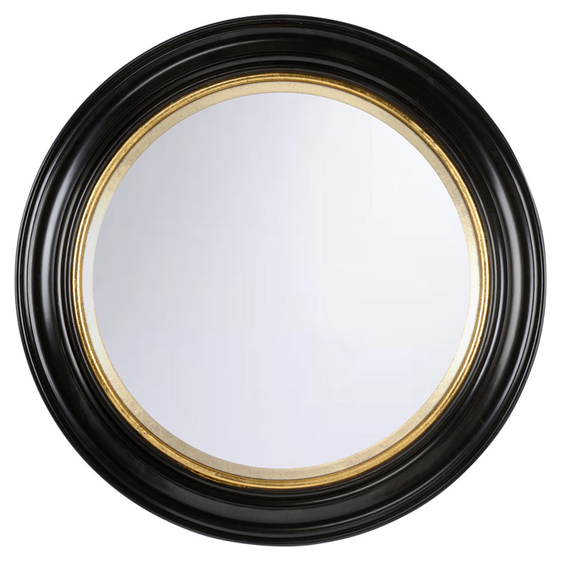 Wellington Traditional Black Wood Round Wall Mirror