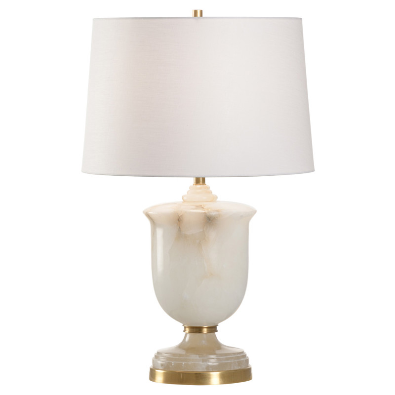 Alaric Updated Traditional Off White Alabaster Urn Table Lamp by Wildwood