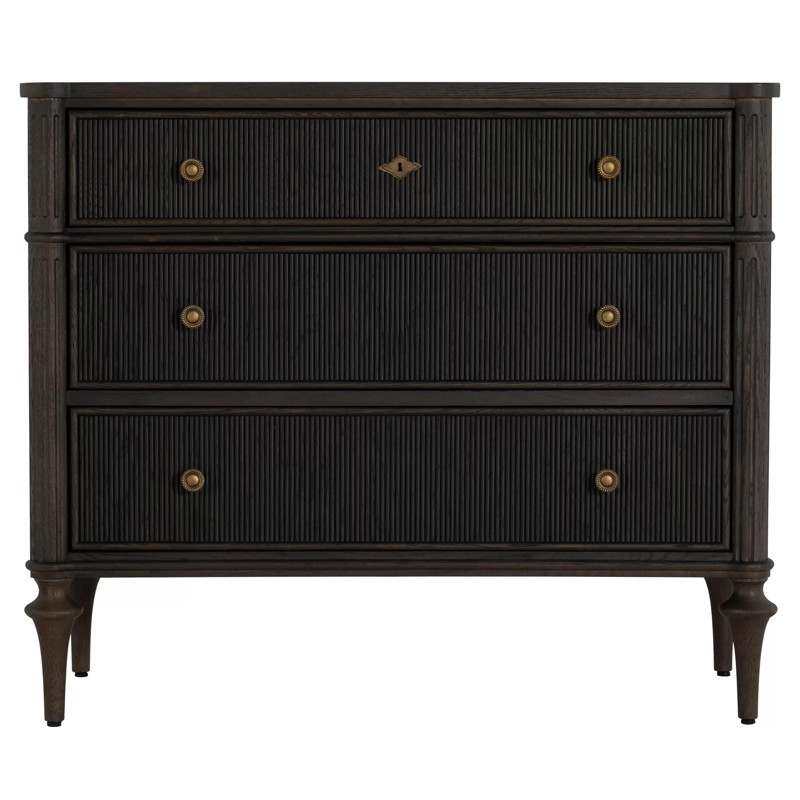 Andrea French Country Dark Brown Oak Wood Chest by Gabby