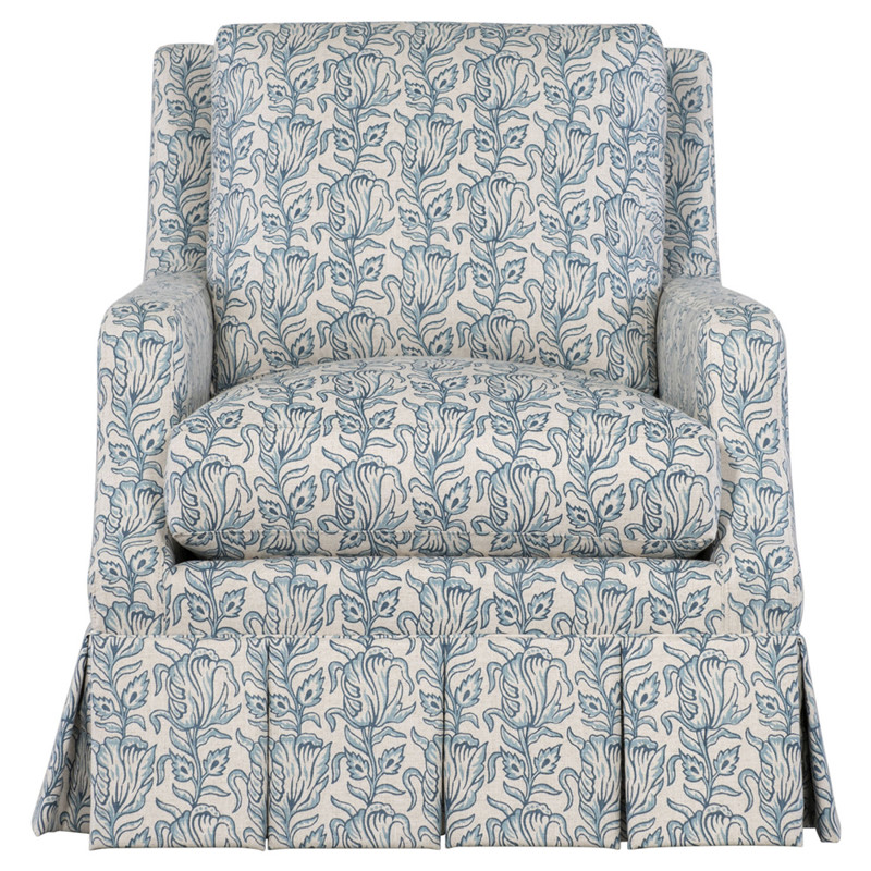 Leon Updated Traditional Blue Slipcovered Arm Chair