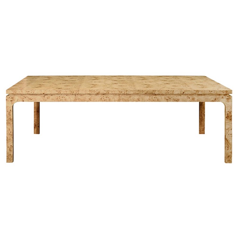 Worlds Away Adams Modern Classic Brown Burl Rectangular Dining Table - 86"