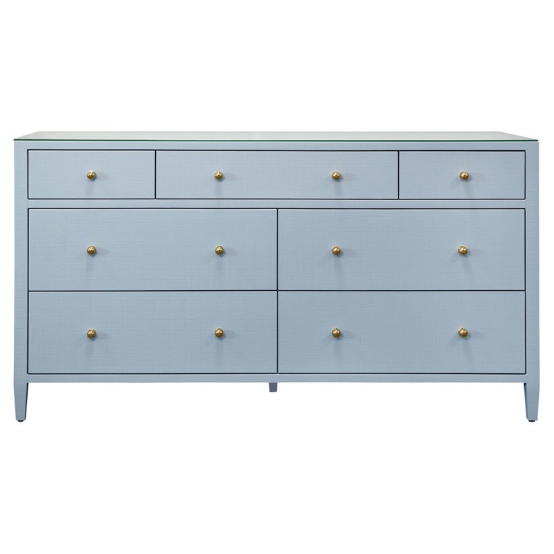 blue modern dresser Worlds Away Carnegie Classic Light Textured Linen Double Assembly is required for this piece Blue Vintage Mid-century Modern Dresser