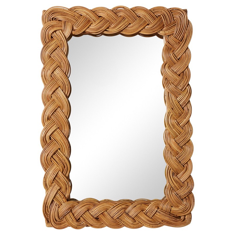 Sage Coastal Natural Braided Rattan Rectangular Wall Mirror