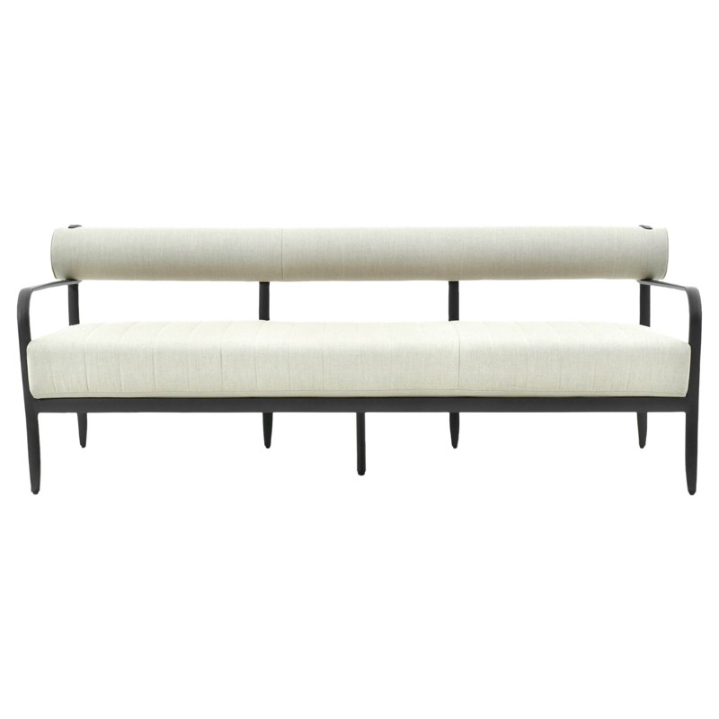 Madelle Modern Classic White Sunbrella Black Aluminum Outdoor Sofa - 81"