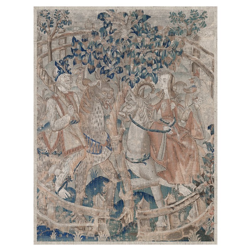 Aveline Traditional Beige Medieval Garden Tapestry - 71x55 by Rioma