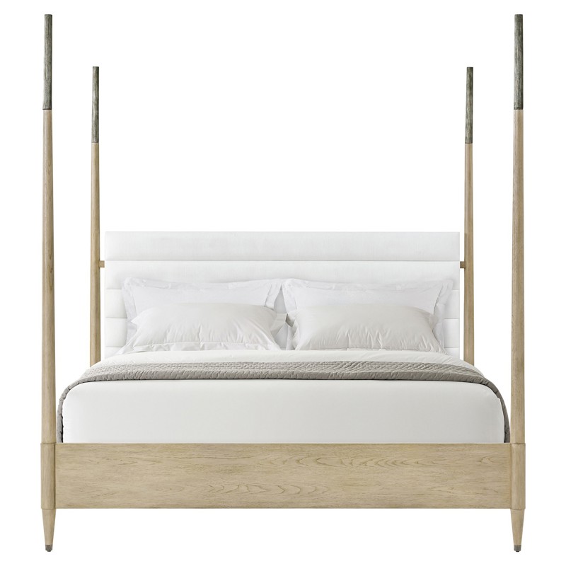 Charlotte Modern Classic Grey Oak Tufted Four Poster Bed - King