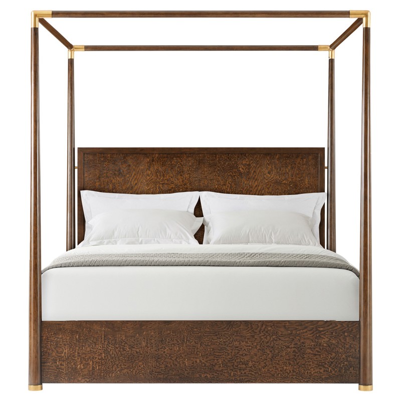 Emma Modern Classic Dark Brown Wood Canopy Bed - King