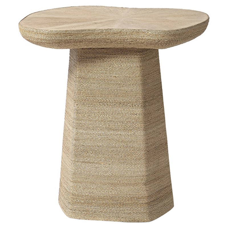 Palecek Iliana Coastal Beach Natural Woven Abaca Side Table