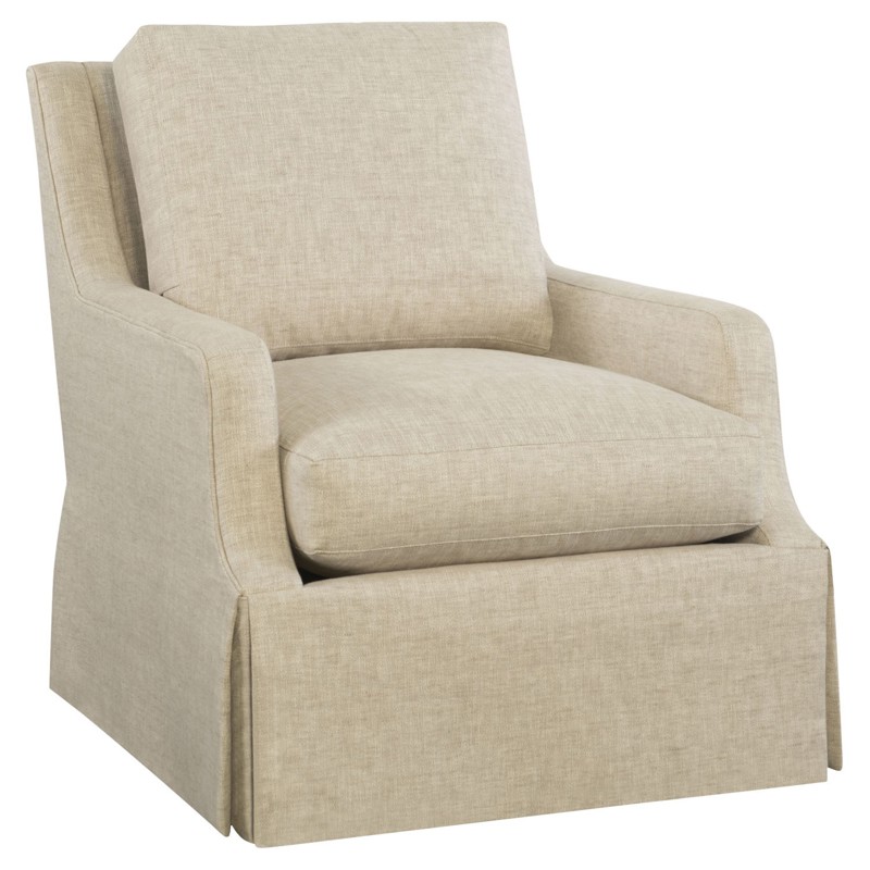 Beatrice Updated Traditional Mocha Slipcovered Swivel Chair