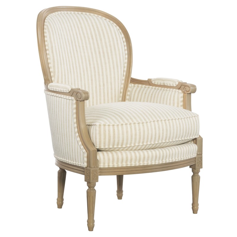 Charlotte French Country Sand Striped Arm Chair