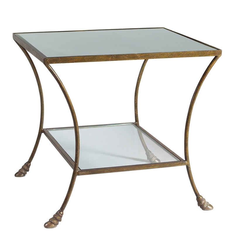 Carlisle Updated Traditional Antique Bronze Iron Rectangular End Table